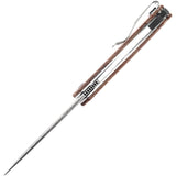 Kansept Knives Mini Accipiter Brown Micarta Front Flipper Framelock 154cm Folding Knife 2007a3