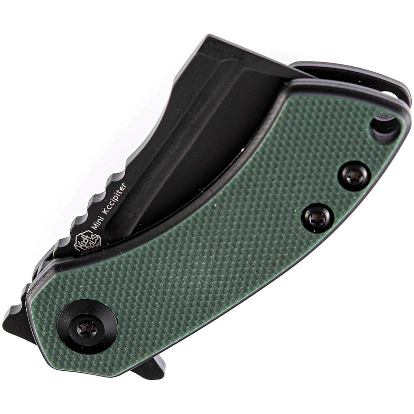 Kansept Knives Mini Linerlock Korvid Knife Atlantic F – 154cm G10 + Company blade Cleaver Green