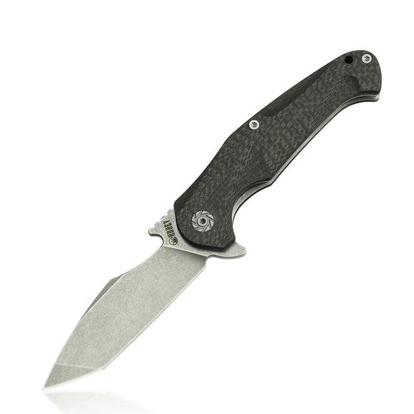 Kubey Carbon Fiber Linerlock D2 Folding Pocket Knife 159b
