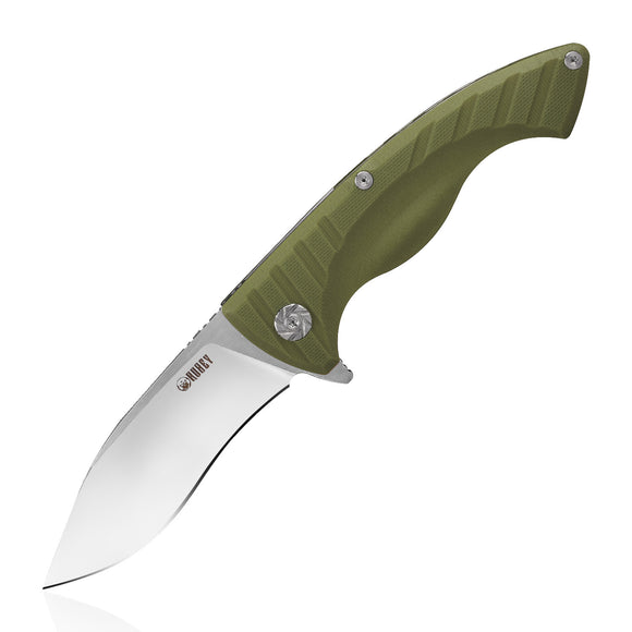 Kubey Outdoor Green G10 Linerlock Flipper Folding D2 Pocket Knife 208b