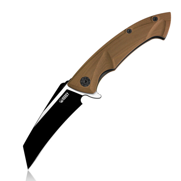 Kubey Brown G10 Linerlock Folding D2 Pocket Knife 212d