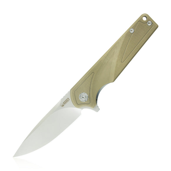 Kubey 233 Tan G10 Flipper Linerlock Folding D2 Pocket Knife 233b