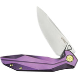 Kubey Nova Framelock Purple Titanium Folding 14C28N Drop Pt Pocket Knife 235D