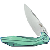 Kubey Nova Framelock Green Titanium Folding 14C28N Drop Pt Pocket Knife 235H