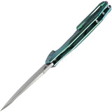 Kubey Nova Framelock Green Titanium Folding 14C28N Drop Pt Pocket Knife 235H