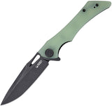 Kubey Raven Linerlock Jade G10 Folding Black AUS-10 Drop Point Pocket Knife 245G