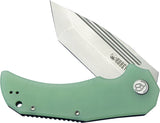 Kubey Bravo One Linerlock Jade G10 Folding AUS-10 Tanto Pocket Knife 318D