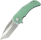 Kubey Bravo One Linerlock Jade G10 Folding AUS-10 Tanto Pocket Knife 318D