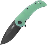 Kubey Bravo One Linerlock Jade G10 Folding AUS-10 Drop Point Pocket Knife 319C