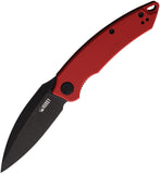 Kubey Leaf Linerlock Red G10 Folding Black AUS-10 Drop Point Pocket Knife 333B