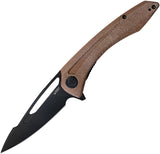 Kubey Merced Linerlock Tan Micarta Folding AUS-10 Drop Point Pocket Knife 345E