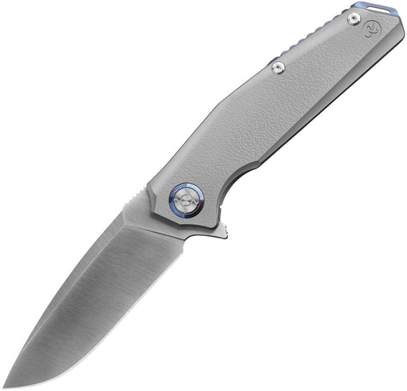 Kunwu Knives Orion II Framelock Gray Titanium Folding Elmax Pocket Knife K7013