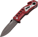 Boker Magnum Firefighter Red Linerlock Rescue Serrated Folding Knife