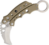 Mantis Vuja De Karambit Desert Tan Folding Pocket Knife Button Lock MK4DT
