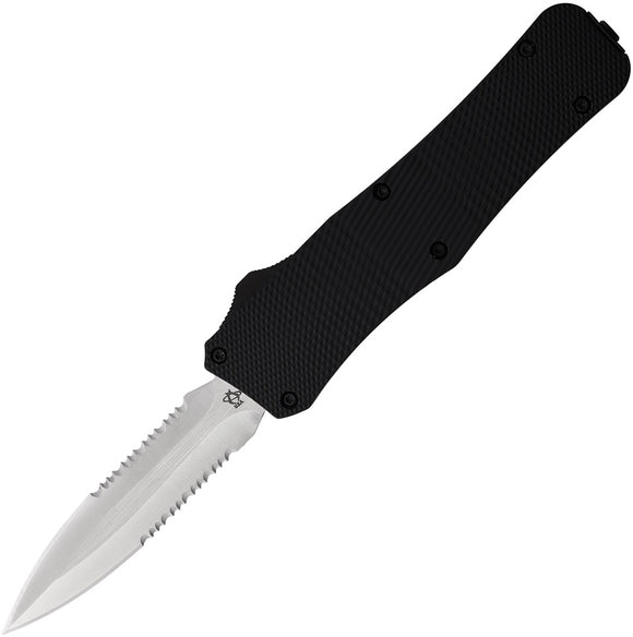 Mantis Automatic OTF Knife Black Aluminum 440C Double Edge Serrated Stiletto Blade OTF812