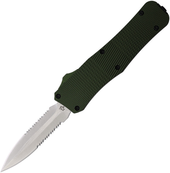 Mantis Automatic OTF Knife Green Aluminum 440C Double Edge Serrated Stiletto Blade OTF816