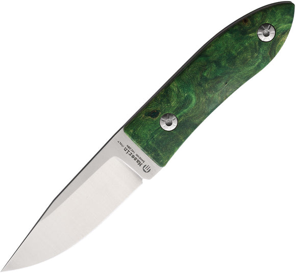 Maserin Green Fixed Blade Knife Dyed Wooden 14C28N Stainless Steel Clip Point 923RV