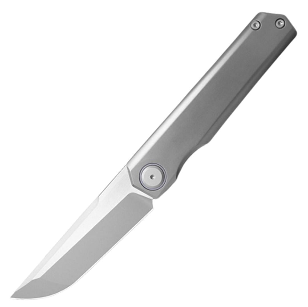 Maxace Racoon Dog Framelock Gray Titanium Folding CPM-S90V Pocket Knif