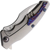 Maxace Dragon Pocket Knife Framelock Gray & Blue Titanium Folding M390 MDG01