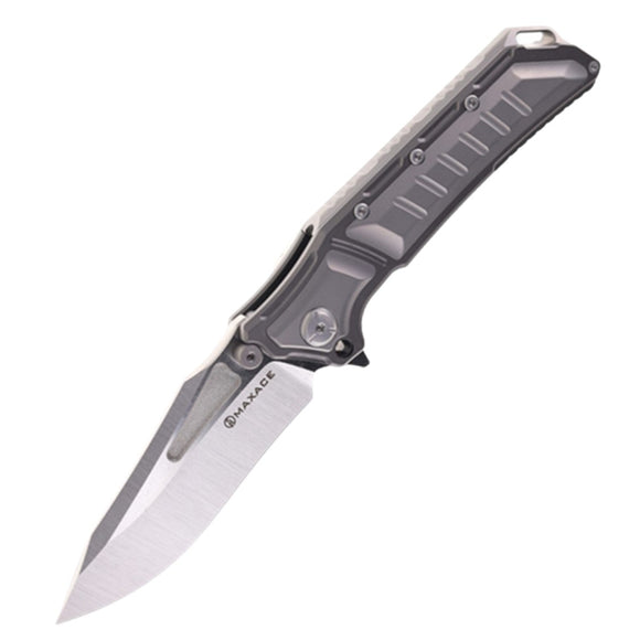 Maxace Hephaestus Pocket Knife Framelock Gray Titanium Folding M390 Blade MHPS02