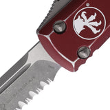 Microtech Automatic Ultratech OTF Knife Distressed Merlot Red Aluminum Apocalyptic Serrated Blade 12111DMR