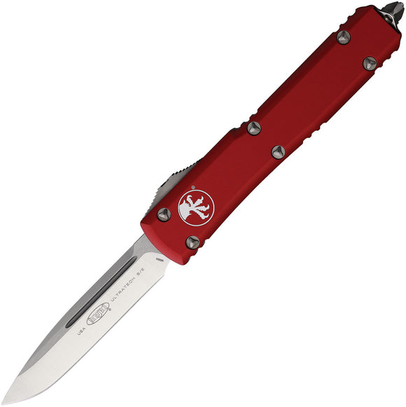 Microtech Automatic Ultratech OTF Knife Red Aluminum Stonewash Drop Point Blade 1214RD