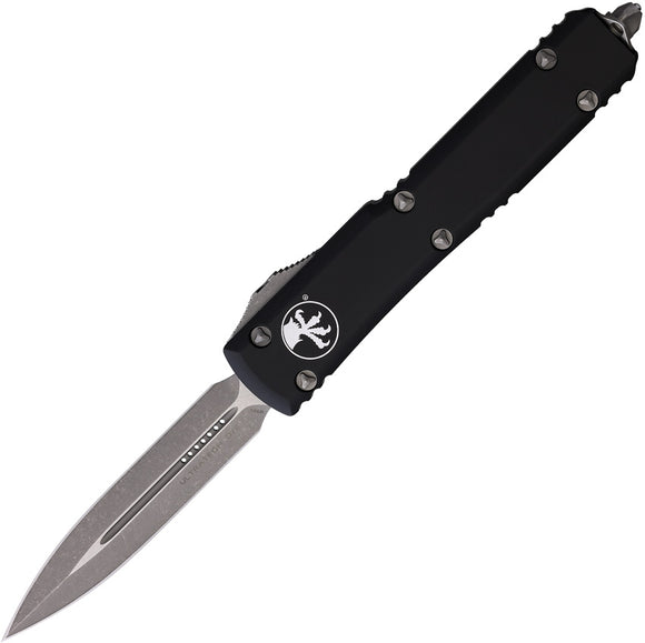 Microtech Automatic Ultratech OTF Knife Black Aluminum Apocalyptic Double Edge Dagger Blade 12210AP
