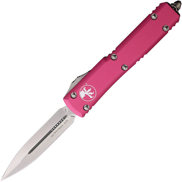 Microtech Automatic Ultratech OTF Knife Pink Aluminum Double Edge Dagger Blade 12210PK