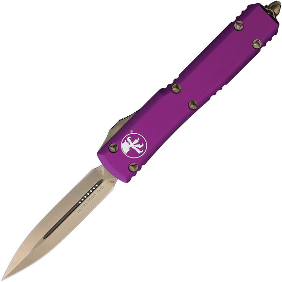 Microtech Automatic Ultratech OTF Knife Violet Aluminum Bronze Double Edge Dagger Blade 12213VI