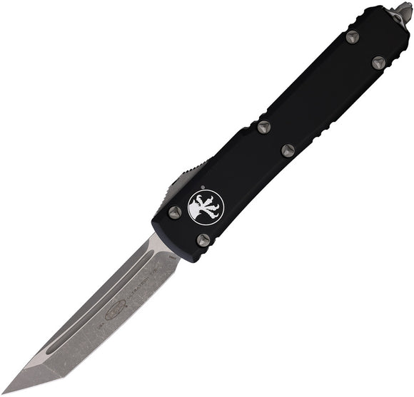 Microtech Automatic Ultratech OTF Knife Black Aluminum Apocalyptic Tanto Blade 12310AP