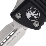 Microtech Automatic Mini Troodon Knife OTF Black Aluminum Double Edge Dagger Blade 23810