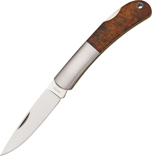 Moki Pliant Lockback Quince Brown Wood Folding AUS-8 Pocket Knife 100J