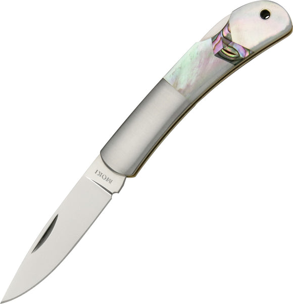 Moki Meek Lockback White MOP Folding AUS-8 Steel Pocket Knife 102EG