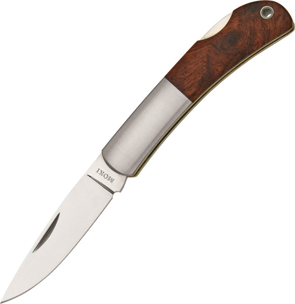 Moki Meek Lockback Quince Brown Wood Folding AUS-8 Steel Pocket Knife 102J