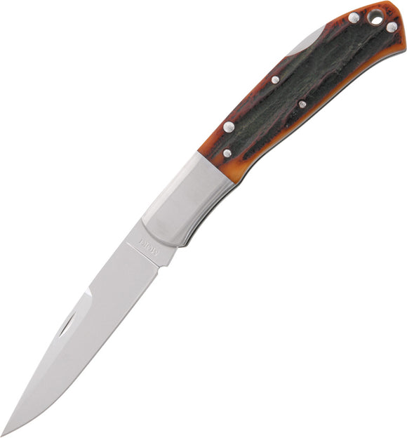 Moki Lockback Smooth Black & Brown Amber Bone Folding VG-10 Stainless Pocket Knife 433ANZ