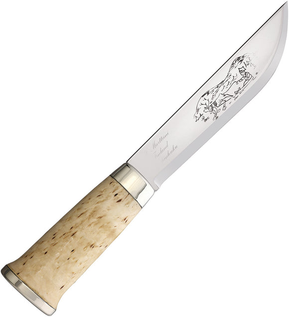 Marttiini Lapp 250 Fixed Blade Knife Curly Birch Wood Stainless Steel Clip Point 250010C