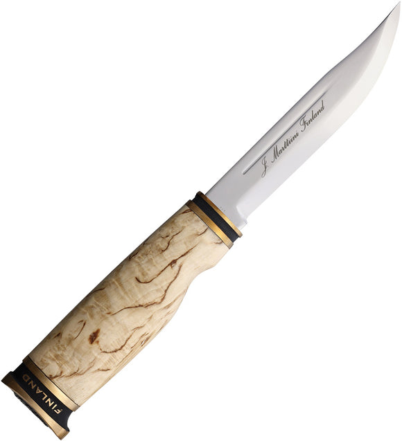 Marttiini Suomi-Finland Curly Wood Birch 4034 Stainless Fixed Blade Knife w/ Belt Sheath 548018