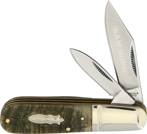 Marbles Knives Rams Horn Small Barlow Folding Pocket Knife 2-Blade Clip Pen 365
