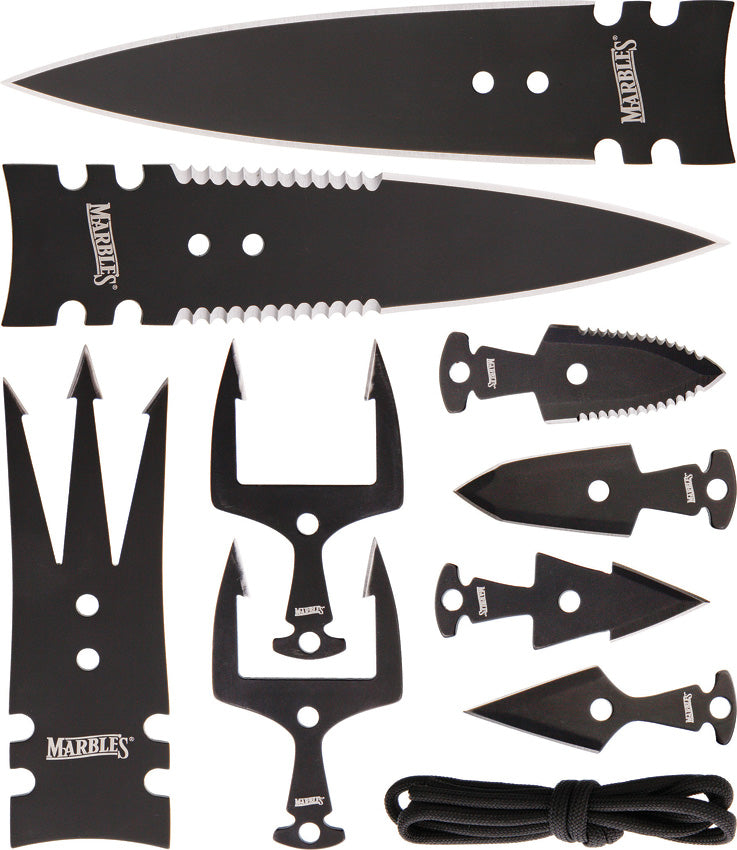 Marbles Knives Spear Head Set Black Stainless Trident Two-pronged