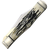 Marbles Large Lockback Swing Guard Black Stag Bone Folding Stainless Knife 482