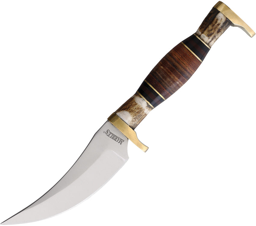 Marbles Small Skinner 7.5 Stacked leather & Stag Fixed Blade