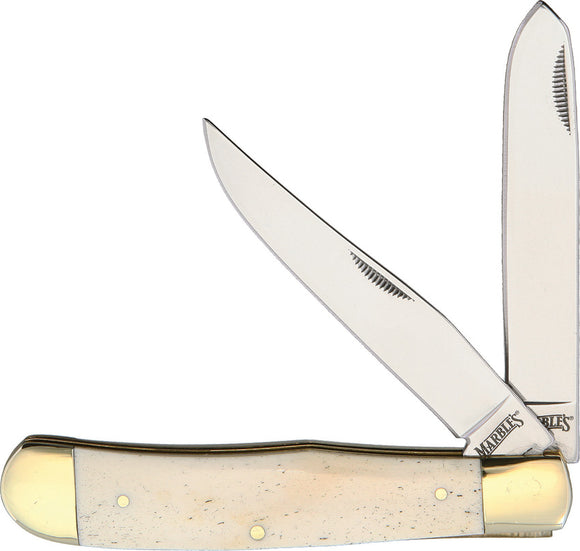 Marbles Trapper White Smooth Bone Folding Pocket Knife 578
