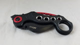 MTECH Black & Red Karambit Claw Finger Hole Tactical Folding Knife - 529BK