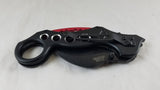 MTECH Black & Red Karambit Claw Finger Hole Tactical Folding Knife - 529BK