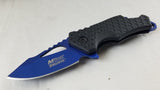 MTech A/O Folding Pocket Blue Plain Blade Knife Textured Handle -  a882bl