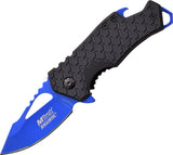 MTech A/O Folding Pocket Blue Plain Blade Knife Textured Handle -  a882bl