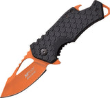 MTech A/O Folding Plain Orange Blade Pocket Knife Textured Handle  - a882or