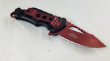 MTech A/O Folding Plain Red Mirror Blade Pocket Knife Black Textured - a882rd
