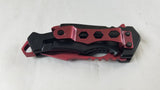 MTech A/O Folding Plain Red Mirror Blade Pocket Knife Black Textured - a882rd
