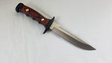 Muela Brown Wood Handle Stainless Sawback Fixed Knife w/ Black Belt Sheath 90972